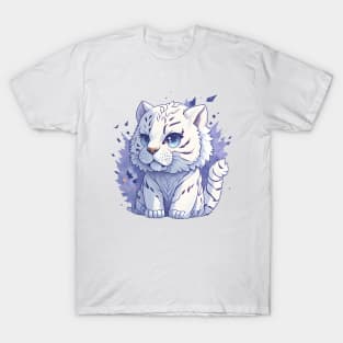 cute white tiger cat sticker T-Shirt